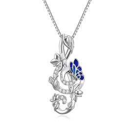YAFEINI Music Note Necklace Sterling Silver Treble Clef Butterfly Pendant Necklaces Musical Jewellry Gifts for Women (Music Note Necklace)
