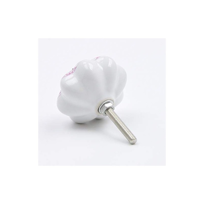 Pink Detailed Floral Pattern Ceramic Knob, Pull, Handle, for Cupboards,