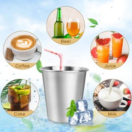 Pack of 8 Stainless Steel Cups, 260 ml Stainless Steel Wine Cups, Camping Cups, Metal Cups, Wine Cups, Portable Cups, Stainless Steel Cups for Camping Party Birthdays,