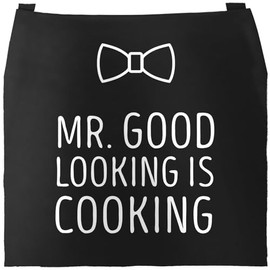 MoonWorks Men's BBQ Apron Grill King Apron for Men Crown, Good Looking Black