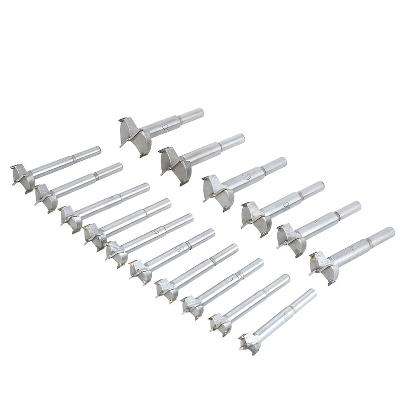 16pcs Cemented Carbide Forstner Drill Bits Woodworking Boring Flat Wood