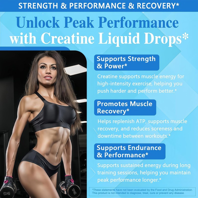 Creatine Liquid Drops - 98% High Absorption Creatine Monohydrate for