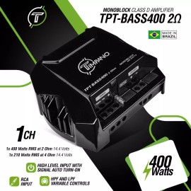TIMPANO TPT-BASS400 2 Ohm 400 WATTS 1 CHANNEL CLASS D SUBWOOFER BASS AMPLIFIER