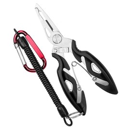 IKAAR Fishing Pliers Stainless Steel Fishing Pliers Multifunctional Fishing Tools - Fishing Pliers Line Cutter Hook Remover Tackle, Black
