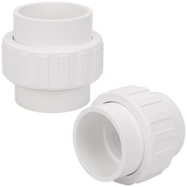 2 Pack 2" PVC Union Coupling Pipe Fitting (Socket x Socket) 2 Inch PVC Slip Union PVC Adapter Coupling Schedule 40, EPDM O-Ring, White