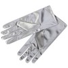 Silver Satin Gloves Wrist Length For Ladies (Silver)