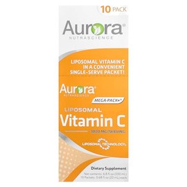 Aurora Nutrascience Mega-Pack Liposomal Vitamin C, Immune Support, 3,000 mg Per Serving, Vegan, Gluten Free, Non-GMO, 10 Single Serve Packets, Orange