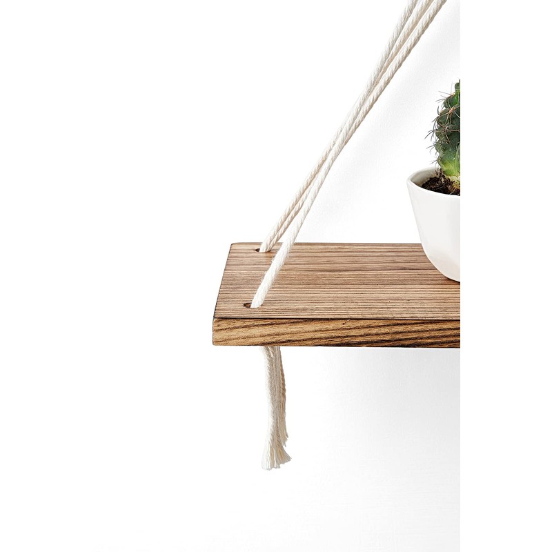 Mkono Artificial Ivy Macrame Hanging Shelves with Lights Set of