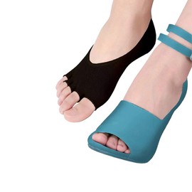 Angzhili Women's 5 Finger Foot Cover Socks, Open Finger Socks, Easy Walking, For Summer, No Toes, High Heel Socks, Shallow Mouth, Comfortable, Thin, Black