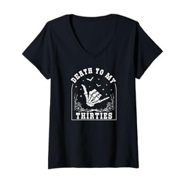 Womens Death To My Thirties - RIP 30s - Whimsigoth 40th Birthday V-Neck T-Shirt