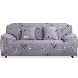 Teynewer 1-Piece Fit Stretch Sofa Cover, Sofa Slipcover Elastic Fabric Printed Pattern Chair Loveseat Couch Settee Sofa Covers Universal Fitted Furniture Cover Protector (1 Seater, Grey Pattern)