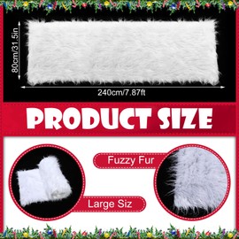 Drydiet 2.6 x 7.9 ft Christmas in July Fake Snow Blanket Fuzzy Faux Fur Artificial Snow Blanket White Christmas Table Decor for Xmas Trees Village Display Xmas Party Winter Decorations Photo Prop