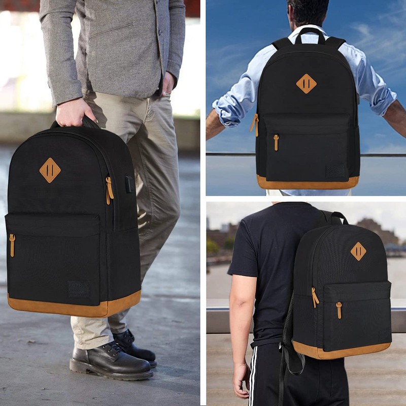 KOPHLY Casual Lightweight Laptop Backpack with USB Charging Port For
