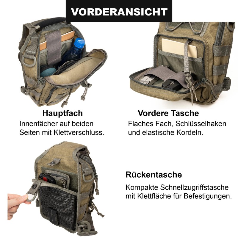 Magforce Tactical Sling Bag "Hamburger", MOLLE Shoulder & Chest Bag,