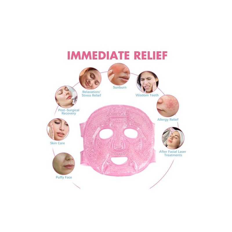 Compresa de hielo para el rostro, mascarilla de hielo reutilizable,