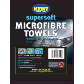 Kent Car Care GKEQ6300 Supersoft Microfibre Towels 3 Pack