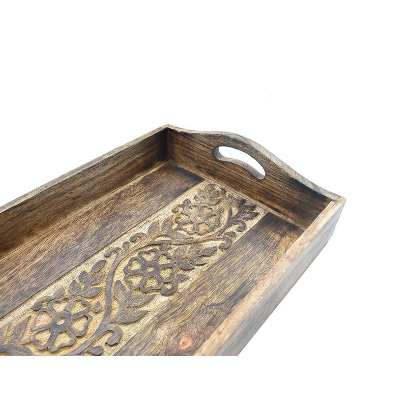 STORE INDYA Rustic Large Wooden Serving Tray Platter for Tea