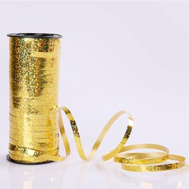 Pack of 2 Golden Gift Ribbon, Decorative Ribbon, Curling Ribbon, Gold Silver, Christmas Gift Ribbon, 5 mm Wide, Glitter Craft Ribbon for Christmas, Gift Wrapping, Crafts, Decoration