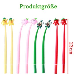 Nurila Pack of 8 Party Bags Children's Birthday 23 cm Cute Fruit Emoji Ballpoint Pens, Funny Gel Pens with Cartoon Pattern for Give Aways Children's Birthday Boys & Girls from 5 6 7 8 910 Years