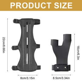 Fhioevt Arm Guard Archery Leather Forearm Protection Archery Adjustable with Finger Tab Glove for Archers Teenagers Adults for Hunting and Target Shooting Accessories (Black)