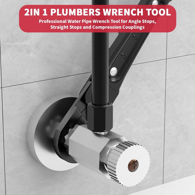 LAISGOO Plumbing Tools, Angle Stop Wrench Angle-On Wrench kit, plumbers