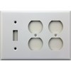 Smooth White Three Gang Wall Plate - One Toggle Switch Two Duplex Outlets