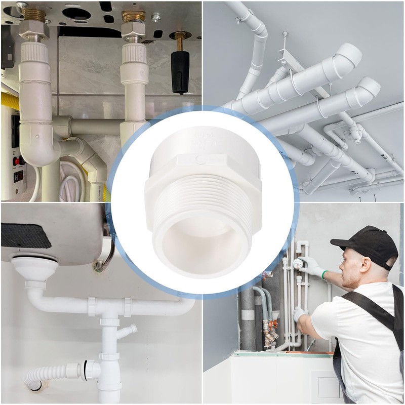 sourcing map 6 Pcs Union PVC Pipe Fitting 1.5" Male