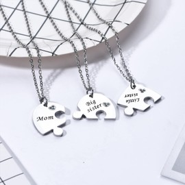 Yonhon Mom Big Sister Little Sister Necklaces for 3 Mon Mother Daughters Necklace for 3