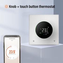 xinyee Smart Thermostat for House Water Electric Heating Water Gas Boiler WiFi AC Thermostat with APP/Voice Control VA Digital Touch Screen Colorful Light and Adjustable Knob 5+1+1 Weekly Programming