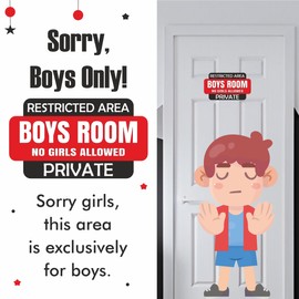 Boys Room - No Girls Allowed Kids Bedroom Door Sign - Private - No Entry