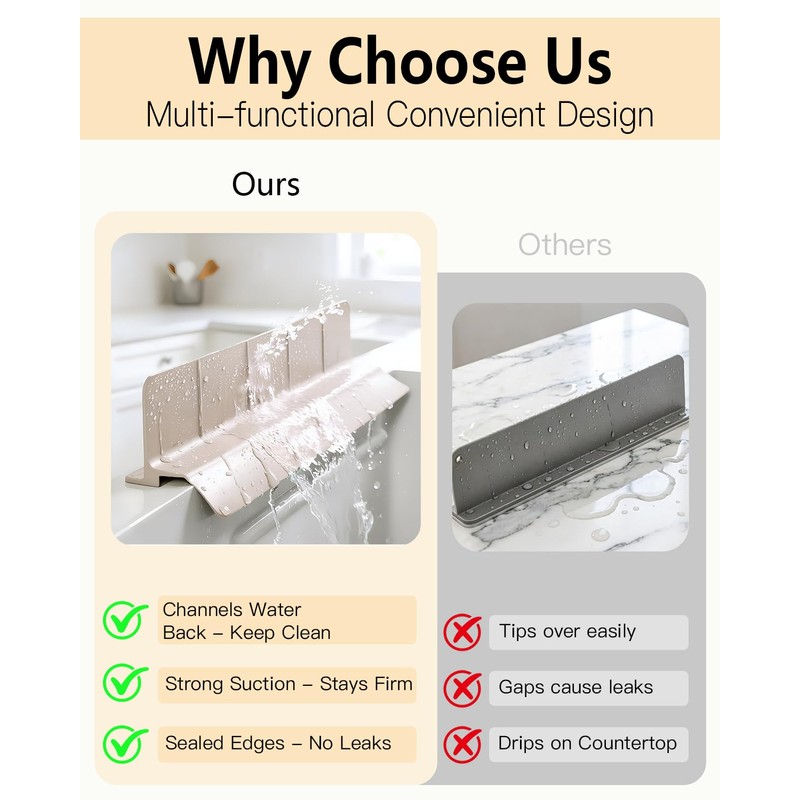 23 Inch Silicone Sink Splash Guard - Kitchen Sink Water