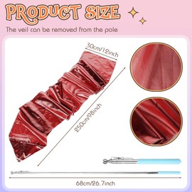 RoundFunny 98" Dance Streamer with Scalable Rod, Gymnastics Dance Ribbon Artistic Twirling Ribbon, Church Worship Adoration Dance Banner for Dancer and Church Liturgical Praise(Red)