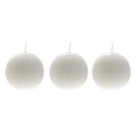 Mega Candles 3 pcs Unscented White Round Ball Candle, Hand Poured Premium Wax Candles 3 Inch x 3 Inch, Home Décor, Wedding Receptions, Baby Showers, Birthdays, Celebrations, Party Favors & More