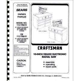 Sears Craftsman  Radial Arm Saw Manual No.113.198610