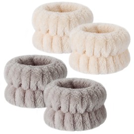 2 Pairs Face Wash Wrist Band Wristband Absorbent Quick Dry Elastic Fluffy Soft Wrist Sweatband Cotton Wash Band BEIHOO (Brown+Khaki)