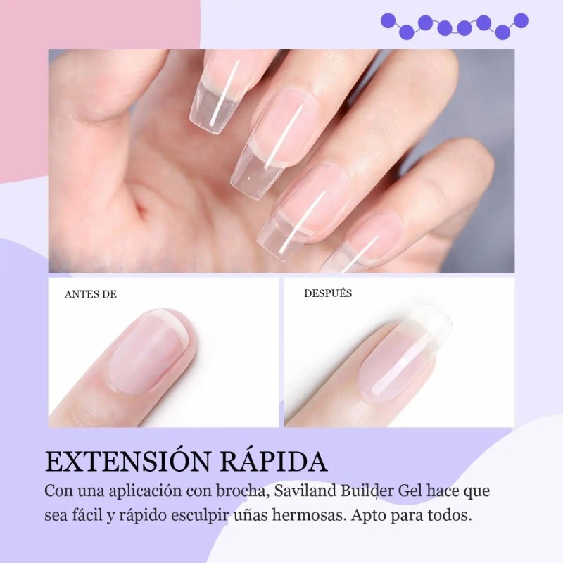 Saviland, Gel De Construcción Clear, Para Extensión De Uñas