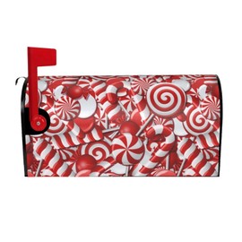 Christmas Swirl Candy Mailbox Covers Magnetic Standard Size Mailbox Wraps Letter Post Mailbox Cover 21" X 18" for Holiday Garden Yard Decor