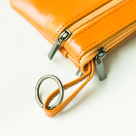 Thayakii Coin Purse, Compatible with Smart Key Case, Genuine Leather, Zippered Key Case, Card Case, 2 Sizes for Men and Women, orange