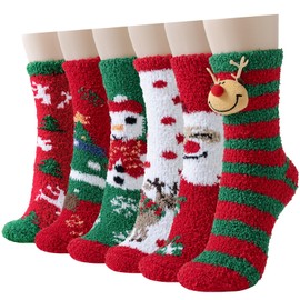 Niofind Cuddly Socks Women's Winter Warm Fluffy Socks Thick Soft Thermal House Socks Bed Socks Christmas Gifts for Women 36-42, Christmas