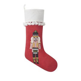 Peking Handicraft Boho Nutcracker Embroidered Stocking, 19-Inch, Multicolor