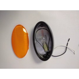 Optronics RV Optronics Oval Porch Light with Amber Lens Black 12V