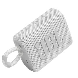 JBL GO3 Waterproof Wireless Bluetooth Speaker Bundle with Deluxe CCI Protective Silicone Carrying Sleeve (White - Gray Sleeve)
