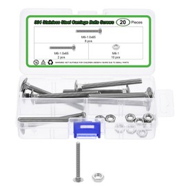 uxcell 10 Set Carriage Bolts and Nuts Kit, M6-1.0x65 Stainless Steel 304 Round Head Square Neck Carriage Bolts Screws and Hex Nuts - Silver