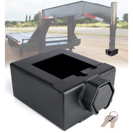 Aupar Patent-Designed Gooseneck Trailer Lock - Fit Most 7-Inch Bottom Plate Couplers, Heavy Duty Lock for Square & Round Trailer Tube - Black