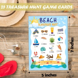 HMJKL Beach Scavenger Treasure Hunt Game Cards, Outdoor Nature Scavenger Hunt Games, Summer Holiday Birthday Party Supplies Activities(25 Game Cards), 06