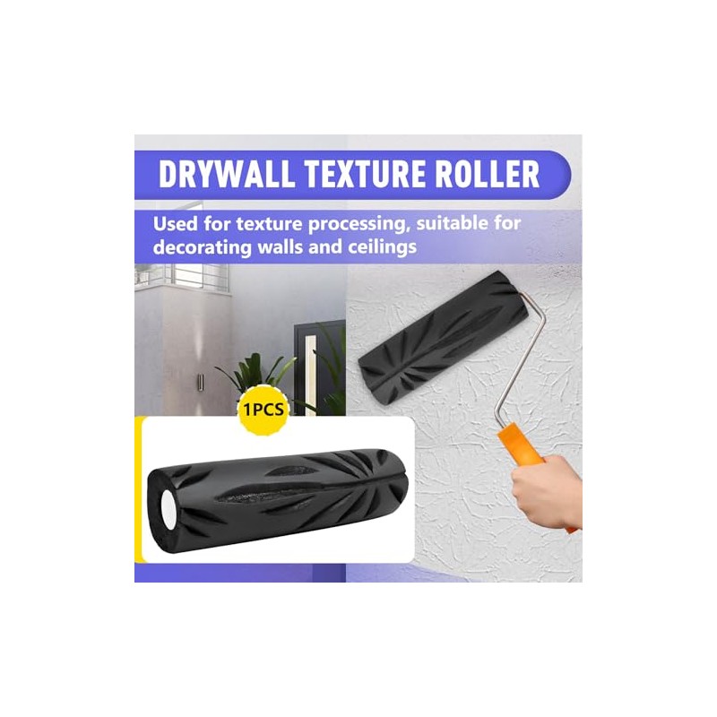 9 Inch Drywall Texture Roller, with Crow's Foot Pattern Design,
