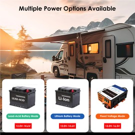 WAVLINK 55 Amp RV Power Converter, 120V AC to 12V DC Battery Charger with 4 Smart Charging Modes, 13V-16.5V Adjustable Operating Range, Multi-Stage Charging