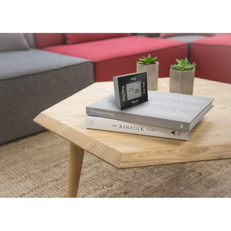 NexTime Turn4Time Table Clock, Metal, Black, 7.4 x 4 x