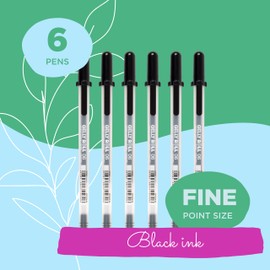 Sakura 37379 - Juego de 5 bolígrafos de tinta de gel, punta fina, varios colores, Gelly Roll (Rollo de gelatina), Classic Fine 6-Pc Black, 1