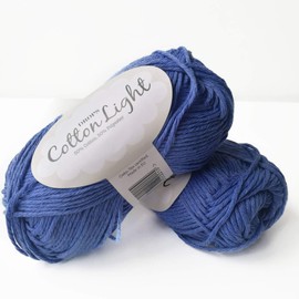 Cotton Blend Yarn for Knitting and Crocheting, 4 or Medium, Worsted, DK Weight, Drops Cotton Light, 1.8 oz 115 Yards per Ball (33 Blue Bonnet)